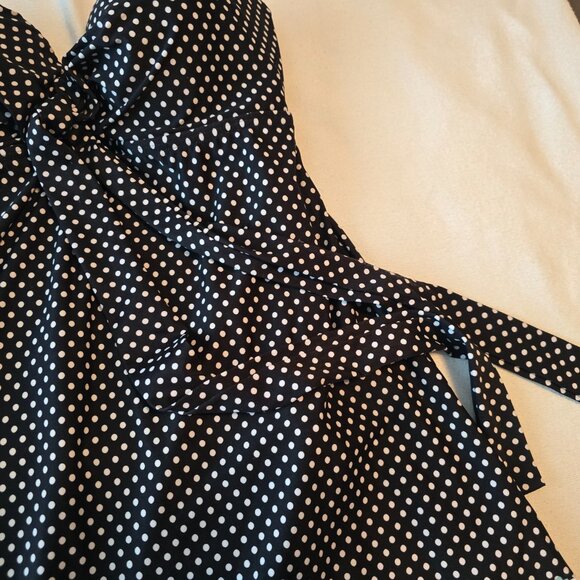 Coco Reef One Piece Black White Polka Dot Flower Trim Swim Dress Suit Size 32 34 - Picture 9 of 16